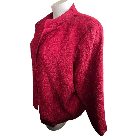 Vintage Red Mandarin Collar Jacket by Avenue with Hook Front Size 30/32 JJ4057 - Picture 6 of 9